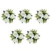 5Pcs Simulated Rose Flower Candlestick Wreath Small Candle Rings Dining Table Centerpieces Decoration Wedding Props