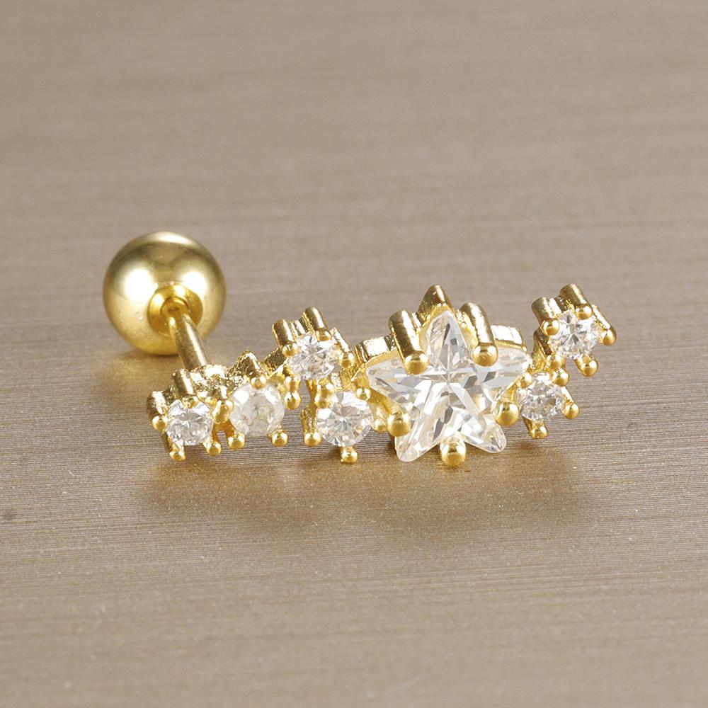 1 Stück 316L Edelstahl Geometrie Ohrstecker Für Frauen Mode Stern Mond Lappen Daith Helix Knorpel Ohrring Piercing Zirkon