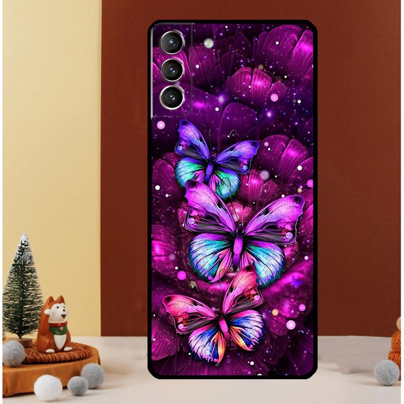 Black Beautiful Butterfly Case For Samsung Galaxy S24 S26 Ultra S21 S22 S20 S23 S25 Ultra S10 Plus S25 FE Cover Funda
