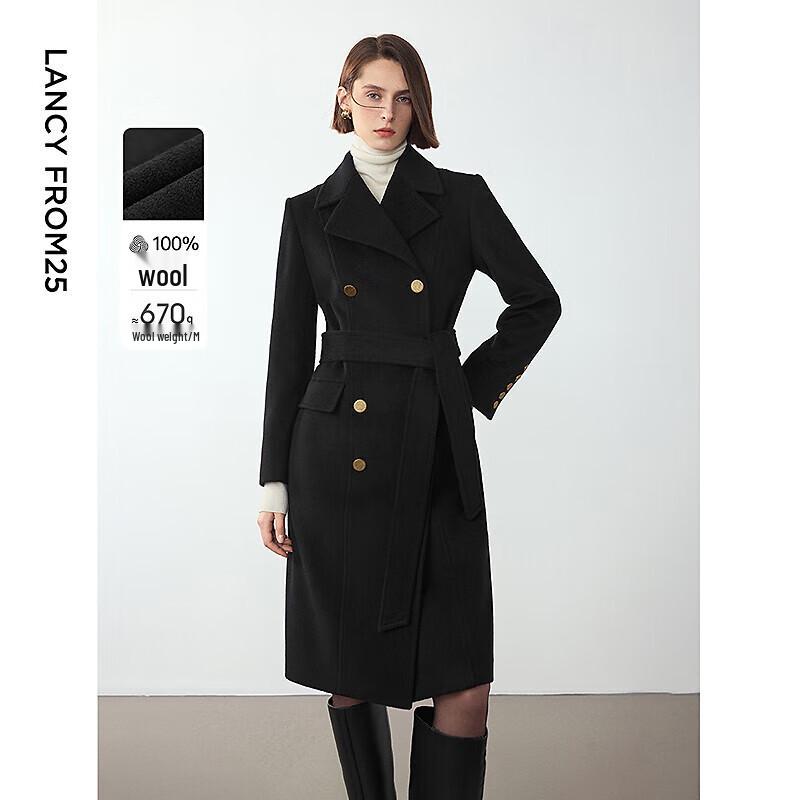Langzi Women's French Retro Wool Blend Slim Coat