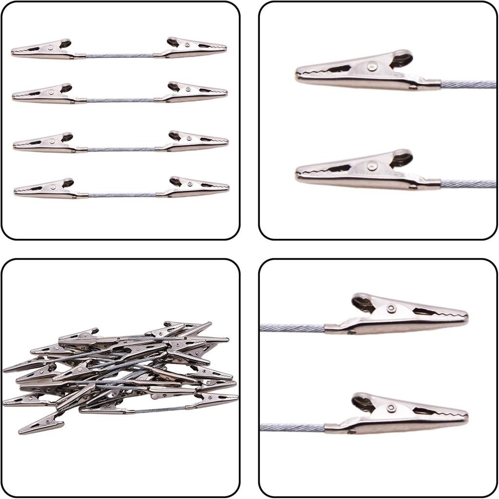 RUIAN 20 Pack Double Head Alligator 4'' Memo Clip Photo Picture Note Holders Metal Wire Clips Clamps for DIY & Crafts, Silver