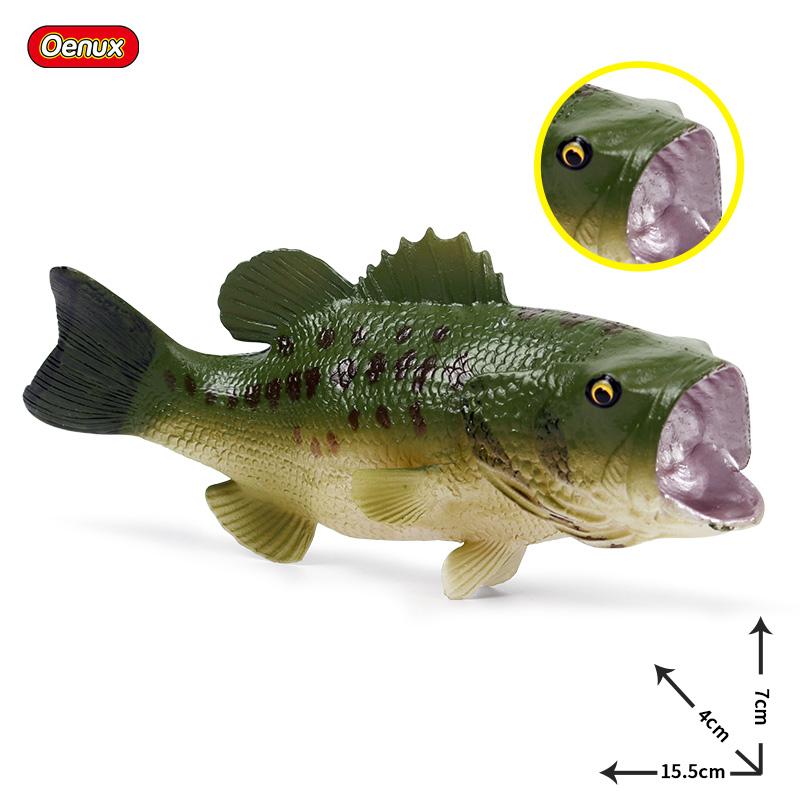Oenux Sea Life Animals Model Action Figures Ocean Fish Sailfish Bass Grouper Salmon Aquarium Figurines PVC Educational Kids Toy