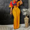 YYFS Women's Fashion Casual Summer Spring Colour Block Print Short Sleeve Blouses & Shirts Trousers Pants Suits