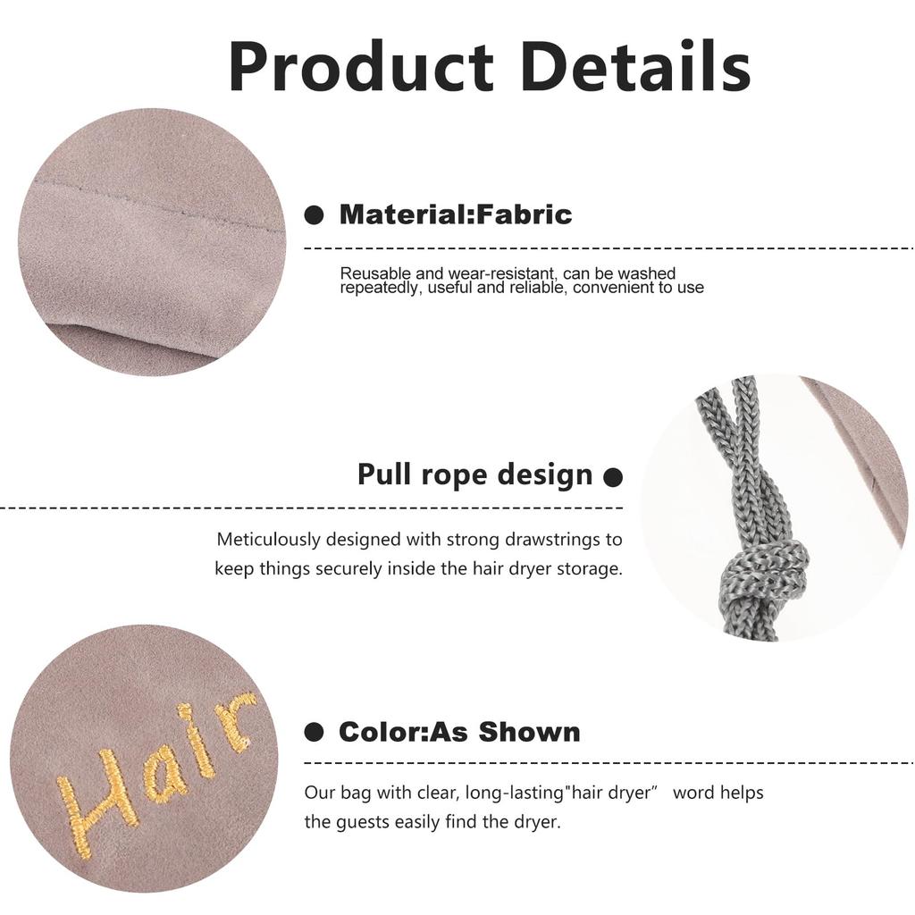FRCOLOR Hair Dryer Portable Drawstring Fabric Travel Storage 23x9 Inches Bag, Pouch, Lightweight,