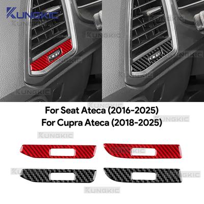 For SEAT Ateca 5F 2016-2025 For Cupra Ateca 5F 2018-2025 Real Soft Carbon Fiber Sticker LHD RHD Car Central Control Air Outlet