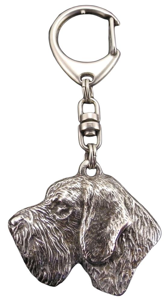 German Wirehaired Pointer - Silver-plated Key Ring with a Dog In a Gift Box, Handbag Decoration, Backpack Pendant by Art-Dog Brand