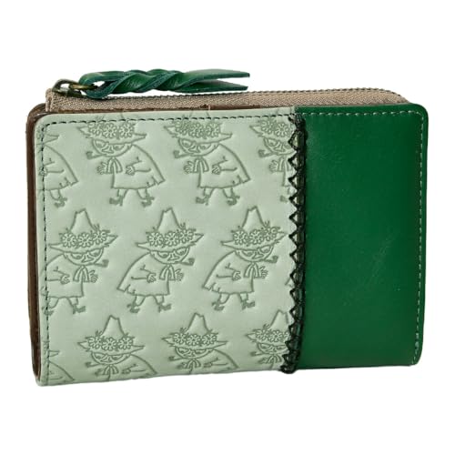 

Moomin Snufkin Short Wallet, Bifold, Color-Coordinated, Snap Button Closure, Women s, GREEN 82042