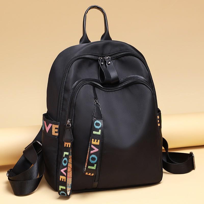 Womens Oxford Fabric Backpack Large Capacity Street Style School Bag With Padded Straps Multi Compartment