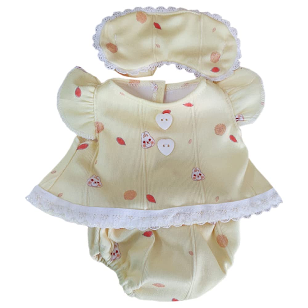 niannyyhouse 30cm Plush Toy Outfit: Blindfold, Jacket, and Panties, 3-Piece Set, Loose-Fitting Bear Pajamas, Muppet Costume (Yellow)