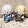 10CM Cotton Doll Clothes: British Style Plaid Overalls Set