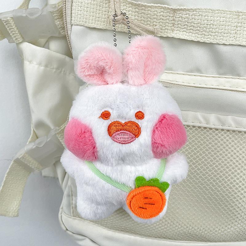 New Girl's Heart Cute Carrot Shoulder Bag Duo Rabbit Plush Toy Cartoon Doll Keychain Bag Pendant
