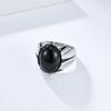 Retro Tiger Eye Titanium Steel Men's Oval Black Gem Ring
