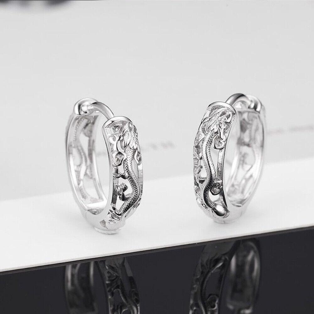 Coole Hip Hop Herren Street Punk Runde Ohrringe Hohl-Creolen Drachen Schmuck Zubehör Geschenke