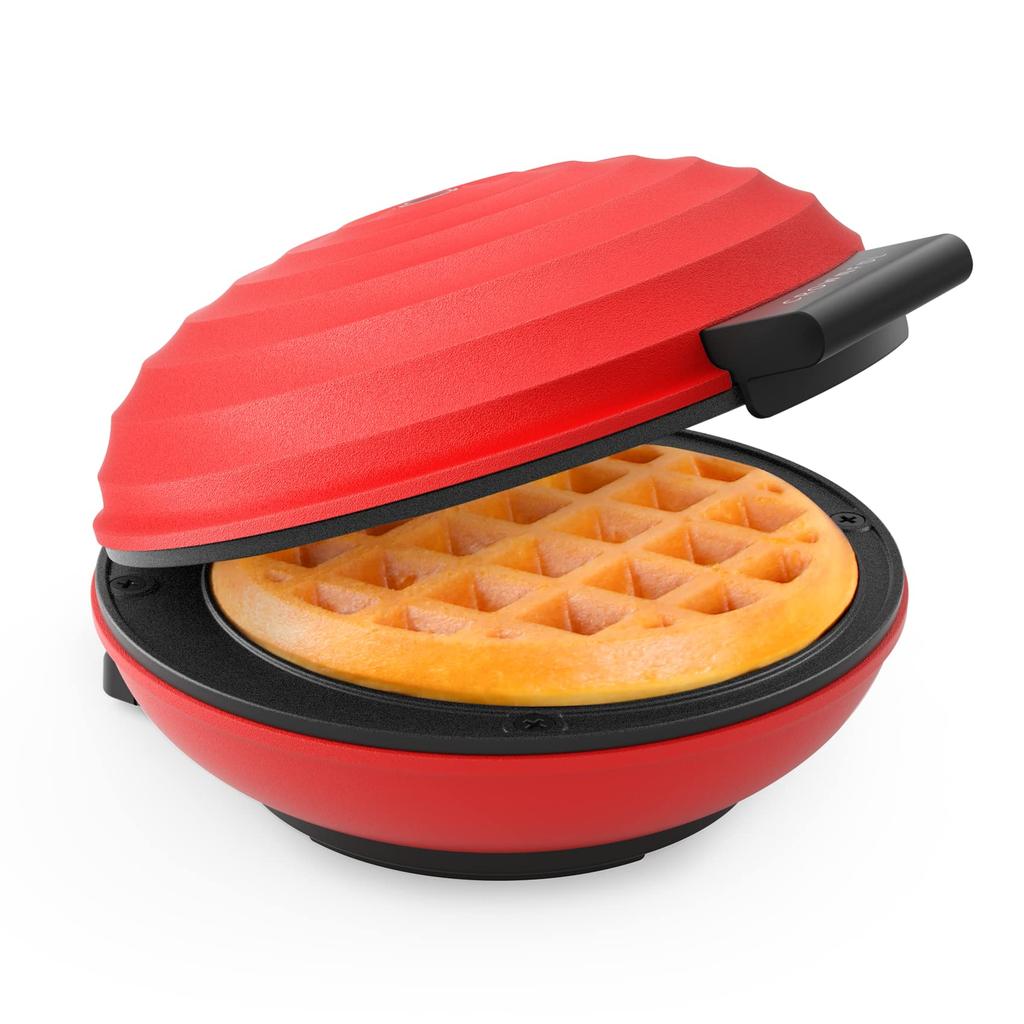 CROWNFUL Mini Waffle Maker, 4" Chaffle Maker with Compact Design, Easy to Clean, Non-Stick Surface, Recipe Guide Included, Perfect for Breakfast,