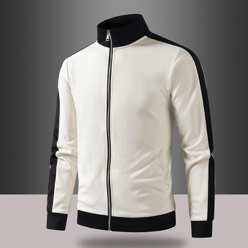 Casual Sports Cardigan Jacket Men's Color Blocked Stand Up Collar Sweatshirt Men's Casual Zipper Jacket Cardigan Baseball Collar Jacket