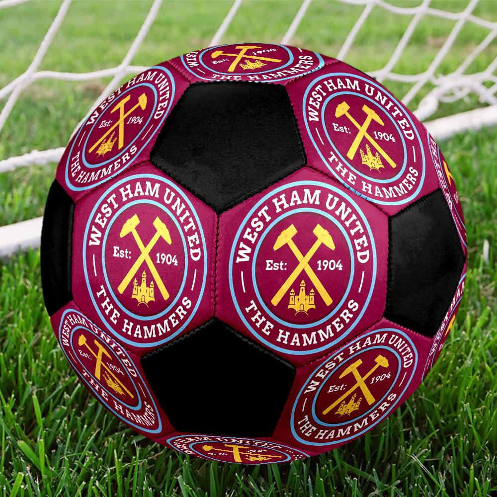West Ham United Football Indoor Soccer Ball Colorful Machine Stitched PVC Size 5 Team Training Competition Ready Durable High-Bounce Cool Sports Gift