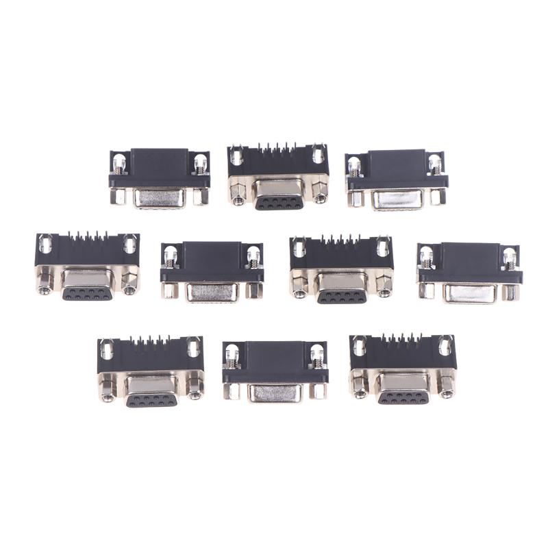 10Pcs Dr9 Hole/Pin Female/Male Right Angle Welded D-Sub 9 Pin Connector Rs232 Connector 90 Degree Bent Needle Dr9