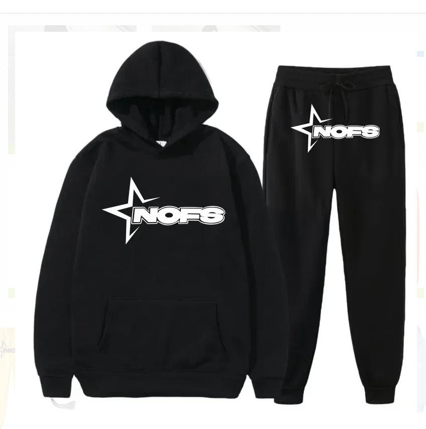 NOFS Sweatshirt Set Ribbed Hem Unisex Casual Street Casual Outerwear
