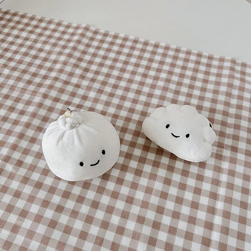 Cute Dumpling Plush Doll Keychain Pendant Cotton Stuffed Cartoon Dumpling Plush Toy Keyring Charm Backpack Hanging Decoration