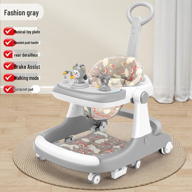 Adjustable Multifunctional Baby Walker for 6-18 Months - Anti-Rollover Design for Boys and Girls