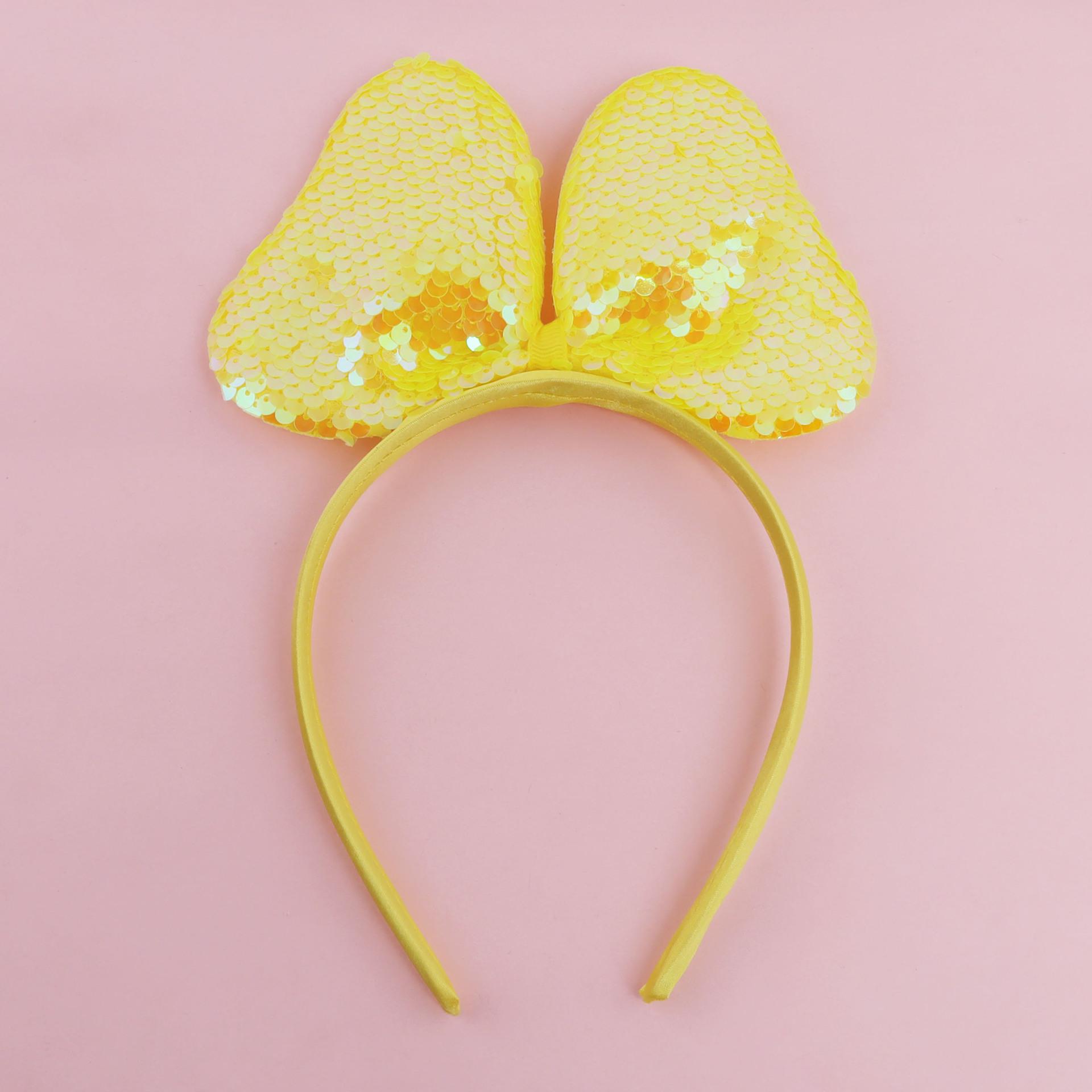 Sequin Large Bow Headband - Children s Sweet Solid Color Hair Accessory