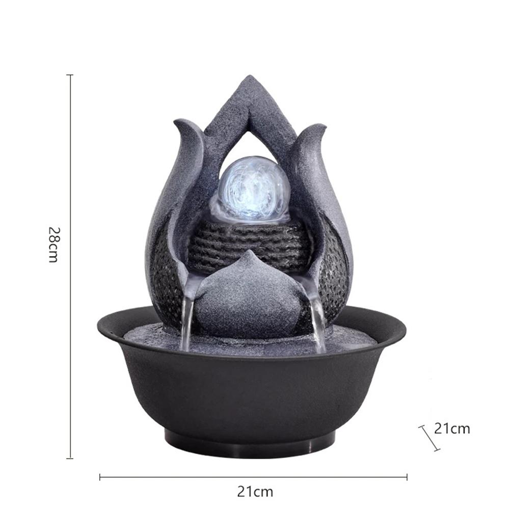 T02C!Indoor Electric Tabletop Fountain With LED Lights Decorative Tiered Rock And Waterfall Design Quiet & Soothing