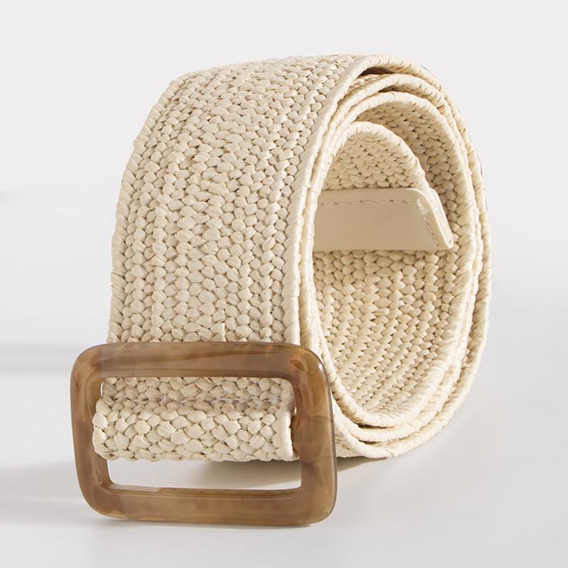 Bohemian Waist Belt For Women With Elastic Resin Buckle And Woven Design For Casual Wear