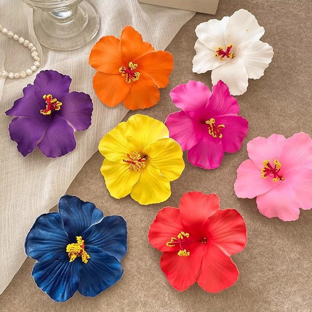 Pack Of 3 Tropical Floral Hair Clips For Women Non Slip Plumeria Hibiscus Design Beach Party Hair Accessories Thick Thin Hair Friendly