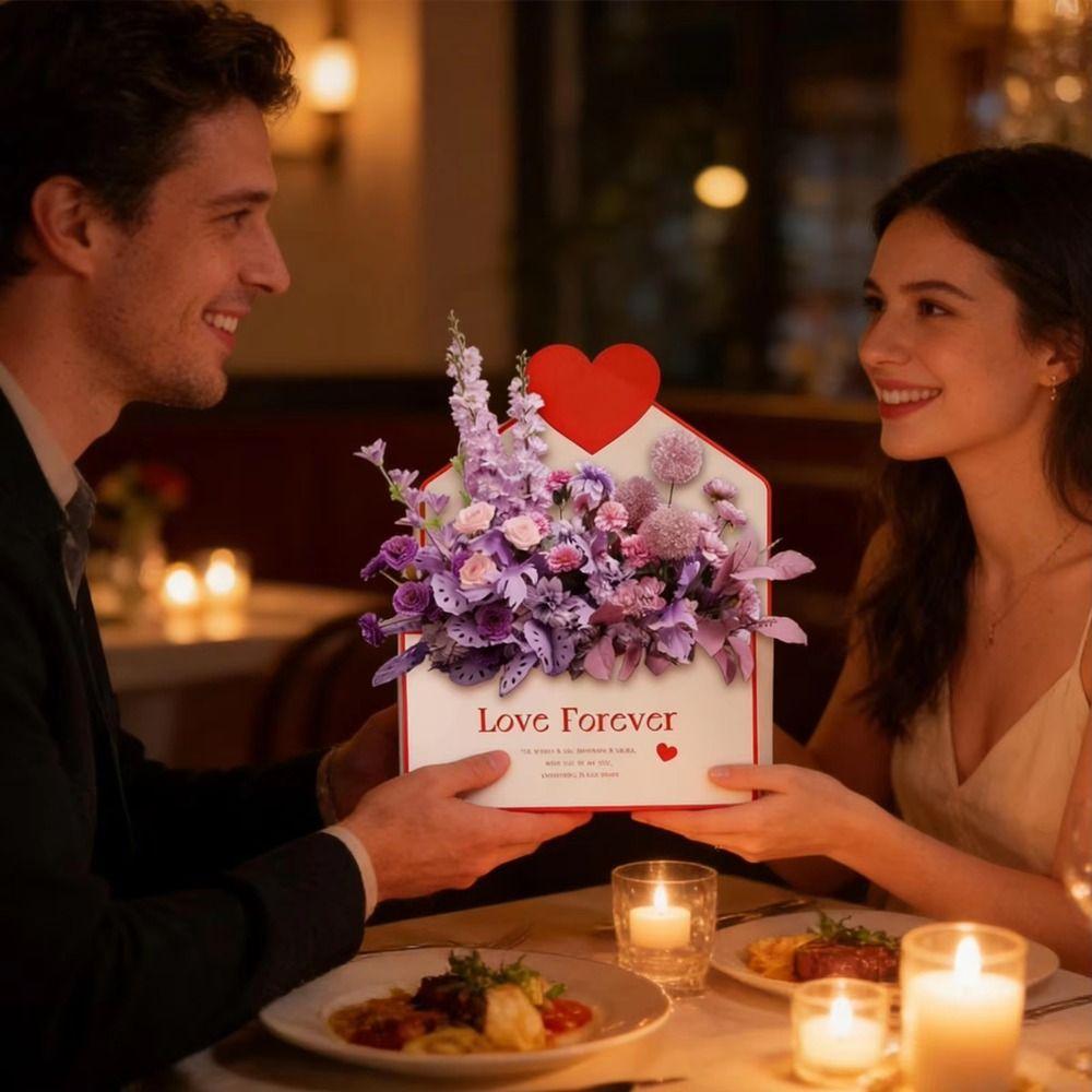 10 Pieces Folding Valentine Envelope Boxes Heart Pattern Flower Gift Box  Romantic Decorations