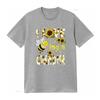 T-Shirt für Damen Muttertag Ich liebe es, Oma zu sein Sonnenblume Biene Lässig Oberteile Schwarz 2XL Vintage Gewaschen Dehnbar