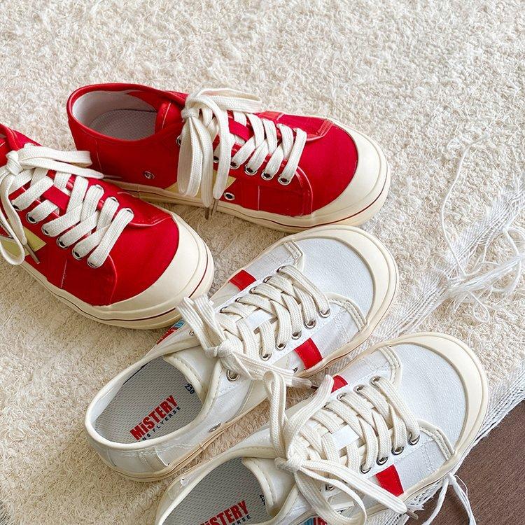 Foreign-style versatile and thin breathable German training canvas shoes for women's 2025 spring and summer new color matching ugly and cute platform