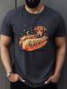 Dachshund In Hot Dog Graphic Mens Cotton TShirt Casual Crew Neck Short Sleeve Tee