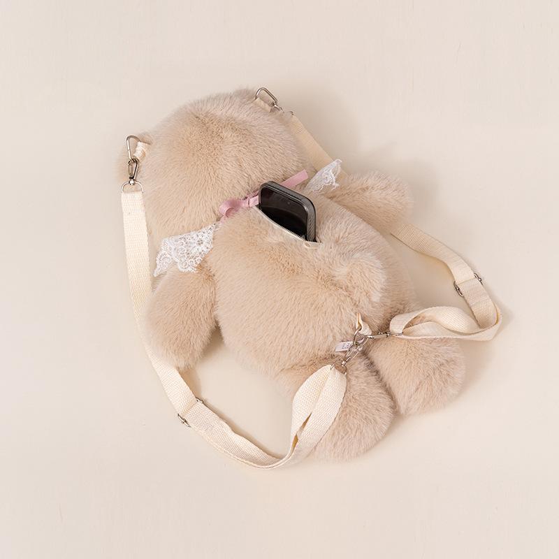 Simulation Cartoon Backpack Teddy Bear Storage Bag Girl's Birthday Gift Fashionable Cute Soft and Comfortable Adjustable Straps