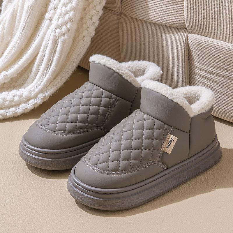 

Зимние домашние водонепроницаемые теплые нескользящие хлопковые тапочки Зимняя женская обувь 40-41 серый