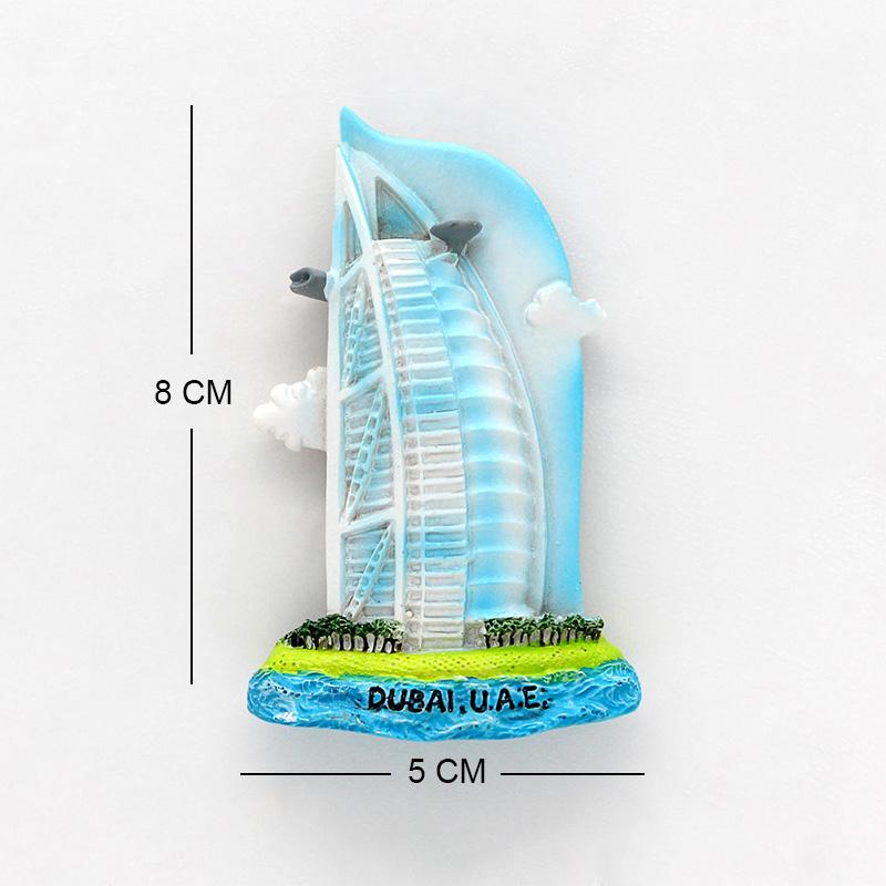 3D Fridge Magnets Dubai Sailing El Souvenir Magnetic Refrigerator Paste Home Decoration Dubai Architecture Collection Gifts