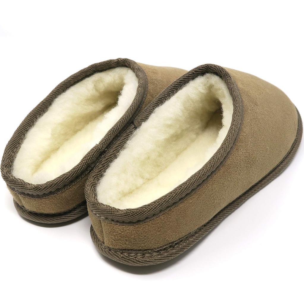 FURFURMOUTON Washable Nordic Natural Wool Sheepskin Made from Natural Australian Merino Indoor and Guest Size L Slippers, Slippers, 100% Wool, Unisex,