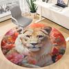 1pc Lion Floral Print Carpet for Office Non-Slip, Round Carpet, Soft & Comfortable, Carpet for Office, Lightweight Round Floor Mat