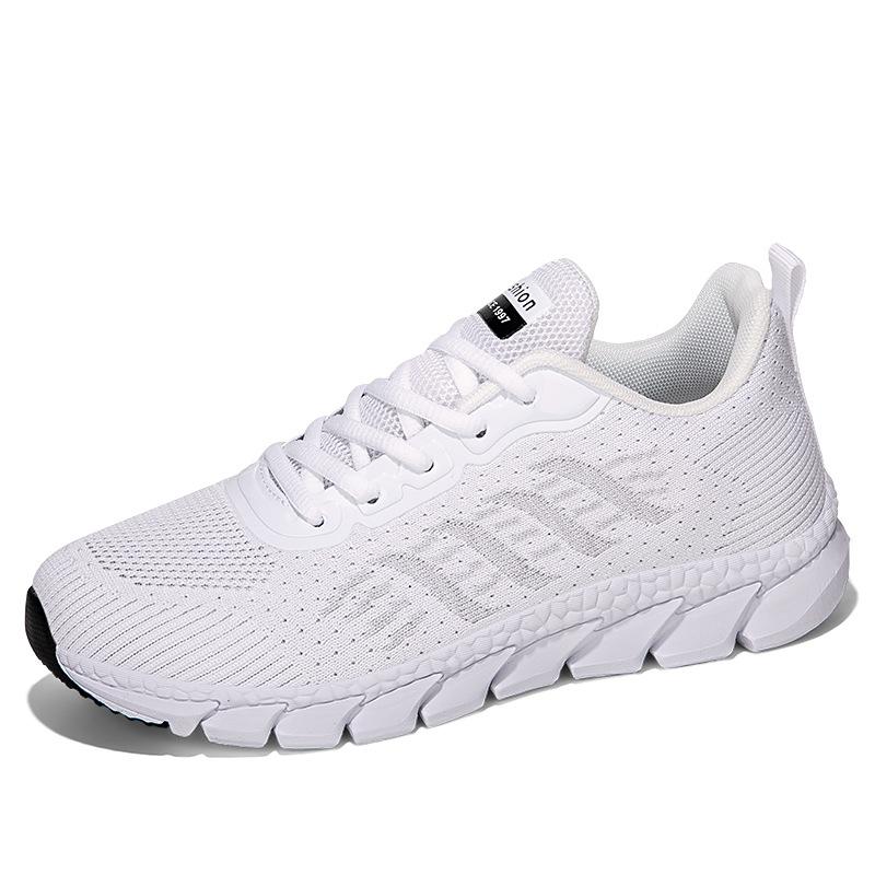 Spring new fly-woven breathable running shoes sports women's casual shoes soft-soled couples with the same versatile little white shoes