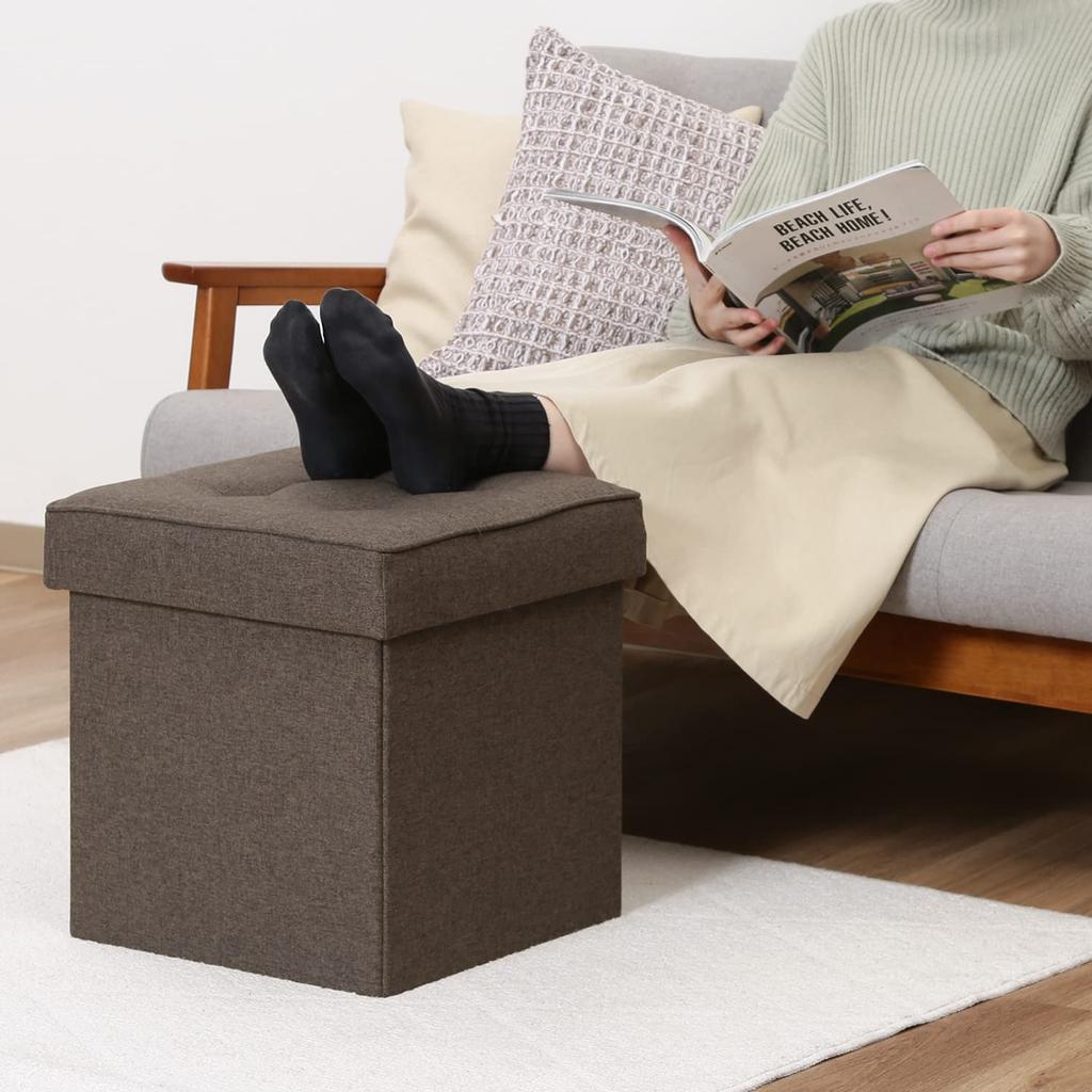 Fuji Boeki Storage Stool, Chair, Folding Storage Box, and Ottoman, 38cm Wide x 38cm Deep x 40cm High, Brown, Dino 85853