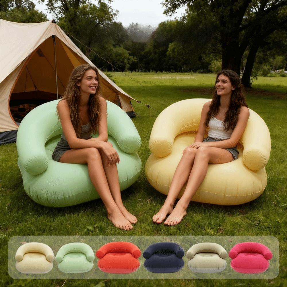 With Backrest U-Shaped Flocking Sofa With Armrests Inflatable Bean Bag Chair Leisure Bean Bag