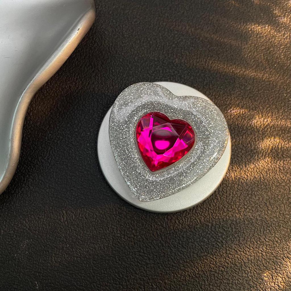 Heart-Shaped Rhinestone MagSafe Phone Holder: Retractable, Foldable, Strong, Airbag Design for Women