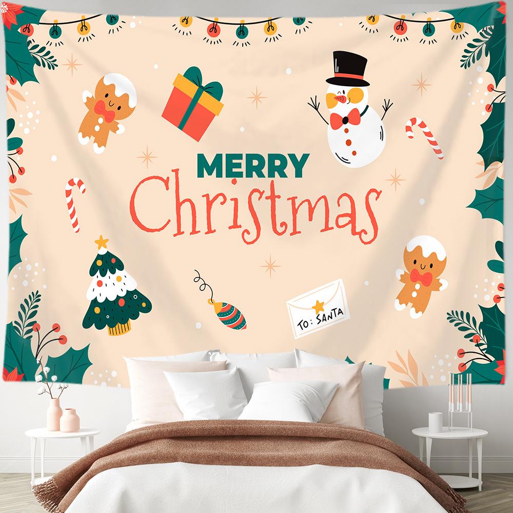 Christmas Tapestry Merry  Holiday Party Decoration Background Hanging Cloth Suitable for Home Living Room Bed