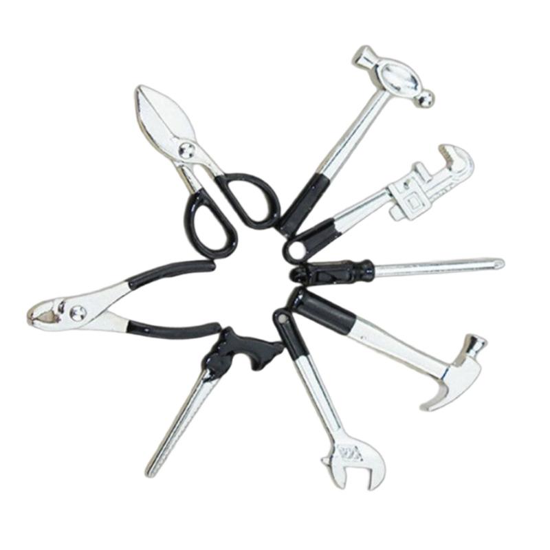 

8PCS Miniature Repair Tool Set with Hammer Wrench Model Figure For 1/12 Doll House Scene Display Accessory Craft Model чёрный