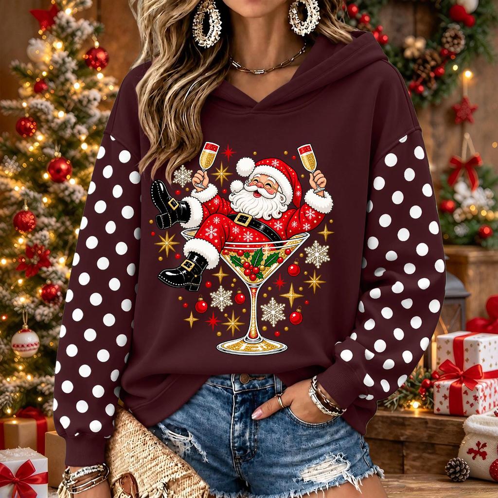 Women's Christmas Print Long Sleeve Top, Casual Comfortable Winter Shirt for Everyday Wear