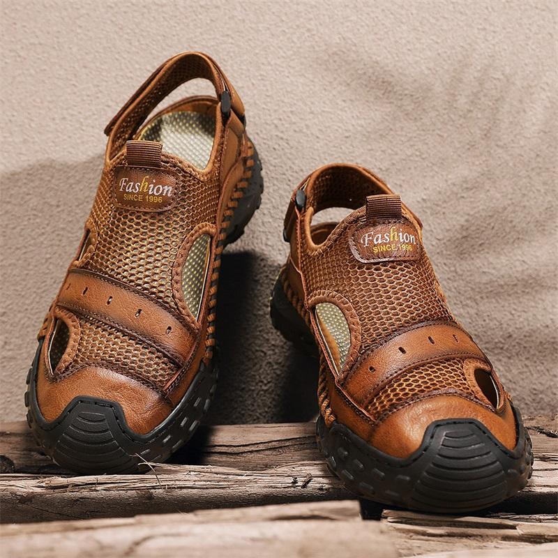 Fashion Cool Summer Male Mesh Shoes Fashion Leisure Beach Flats Holiday Sandals for Men Outdoor Walking Shoes Comfortable Casual Sandals