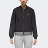 Adidas Logo Print Zip Long Sleeve Bomber Jacket Women Jackets Black DM5312