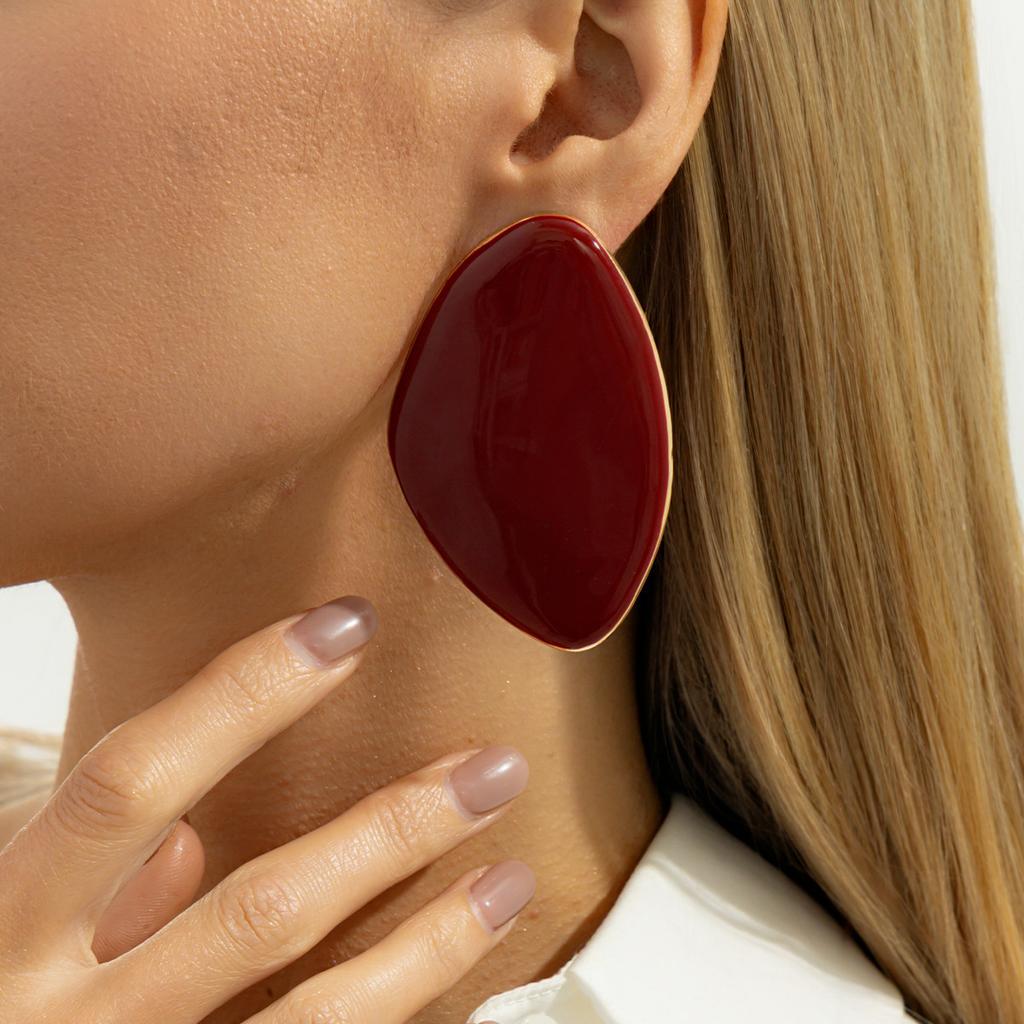 Hong Kong Style Retro Oil Drop Alloy Geometric Earrings Commuting Versatile Multi-color Triangle Earrings for Women