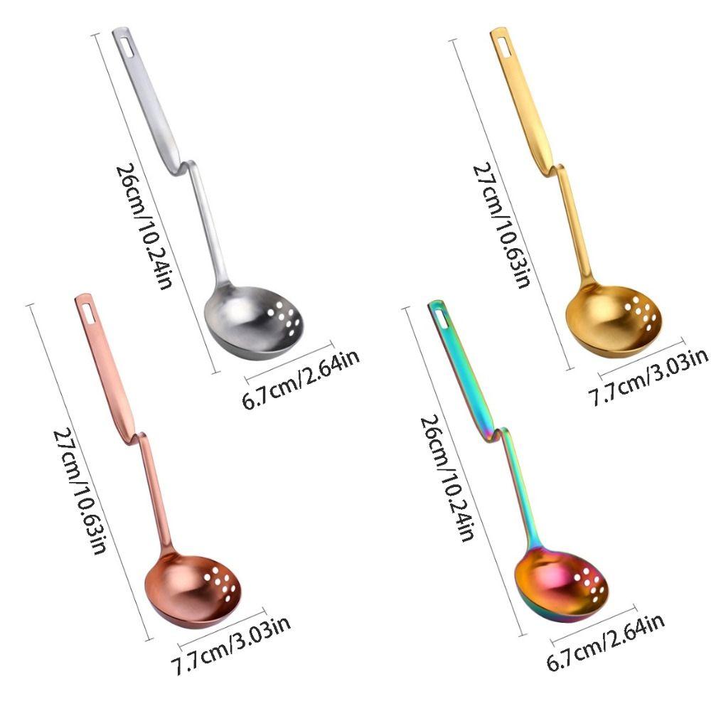 Anti Scalding Stainless Steel Soup Spoon Long Handle Oil Filter Skimmer Spoon Cooking Essential