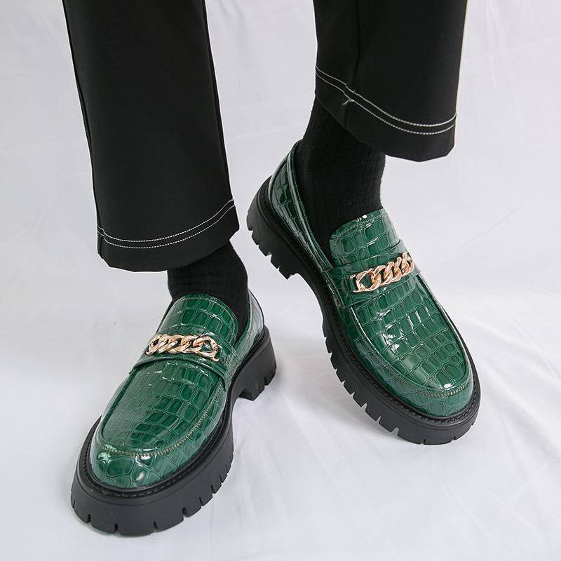 Fashion Brand Men's Business Office Leather Shoes Thick Soled Comfortable Wear-resistant Leather Shoes Fashionable and Versatile Loafers