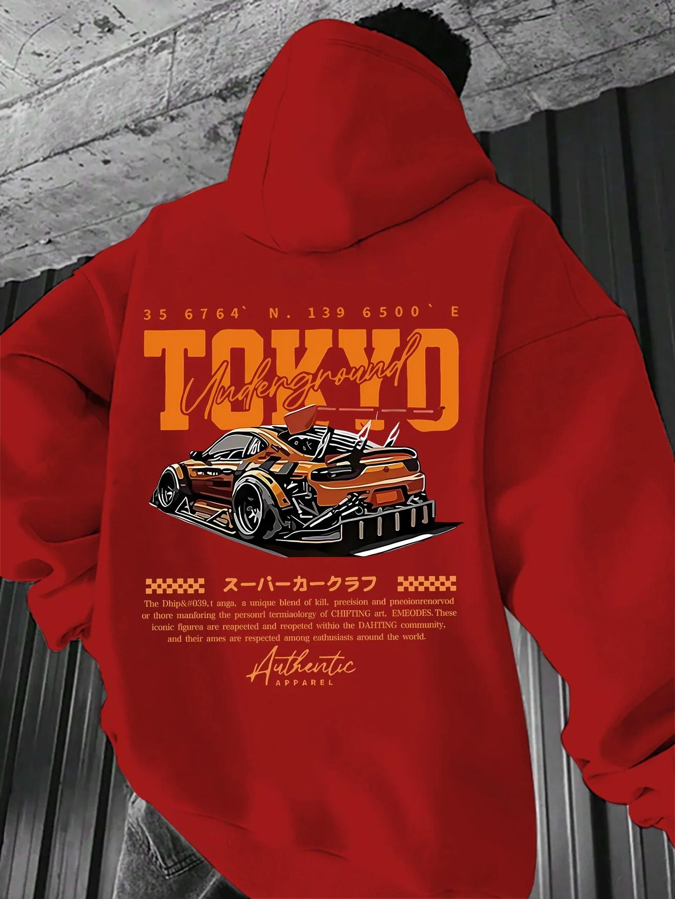

Мужское модное длинное худи с рисунком Tokyo Underground Racing, теплое, большого размера, для осени и зимы 3XL